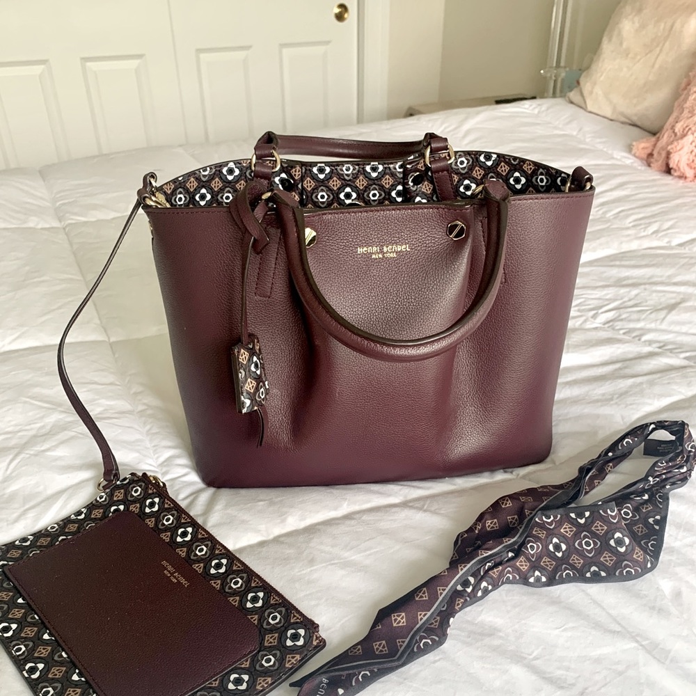 Henri Bendel Satchel Handbag~Scarf~Wristlet